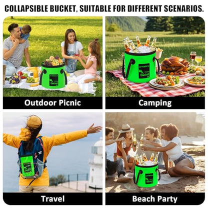 20L Collapsible Bucket 5 Gallon Water Container Folding Water Bucket with Handle Portable Wash Basin - color: Dark Green, size: 20L-1Pcs