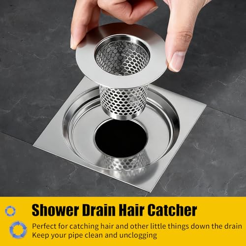 Bathroom Sink Drain Strainer, 304 Stainless Steel Hair Catcher for Bathtub Shower Floor Drain, Bathtub Drain Cover Strainer Basket Fit 1.3" to 2.17" Drain Hole (2PCS) - size: Medium