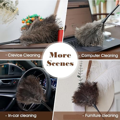 Natural Ostrich Feather Duster 14.9 inch Fluffy Mini Dusters - color: Natural-a-2pcs