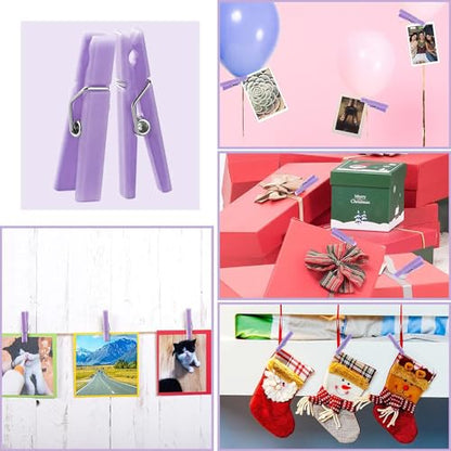 60Pcs Mini Clothespins for Baby Shower Games Purple Clothes Pins 1.4 Inch - color: Purple