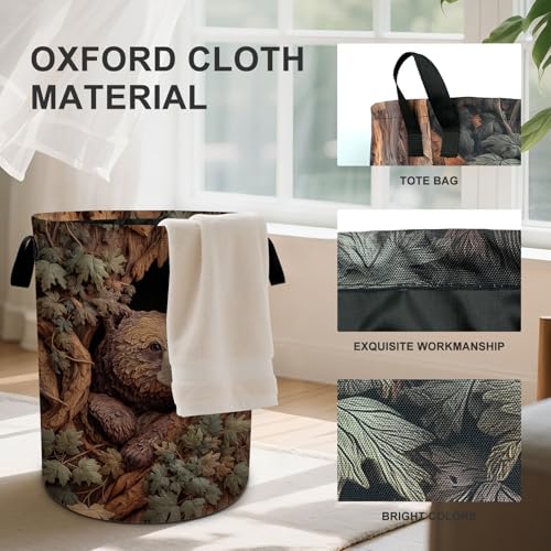 Bear Laundry Basket Collapsible Oxford Cloth Fabric Hamper,Tote Bag Portable Storage Bin for Bedroom Bathroom Laundry Room 19.6x15.7 Inch - color: Beer