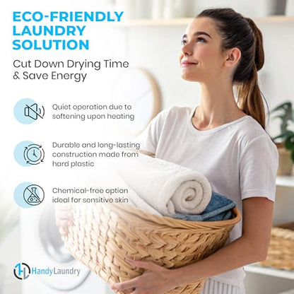 Handy Laundry Reusable Laundry Dryer Balls - A Natural Alternative to Fabric Softener, Reduce Drying Time and Save on Energy, Soft Fluffy Clothes, Fewer Wrinkles, Less Static Cling (Pack of 6) - color: Light Blue | 6-pack