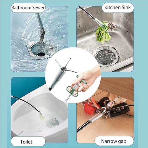 61 Inch Hair Drain Clog Remover，Drain Snake- Flexible Gutter Cleaning Tools for Home Sink, Bathroom Tub,Drain, Toilet, Tight Spaces - color: Green, style: 61 IN