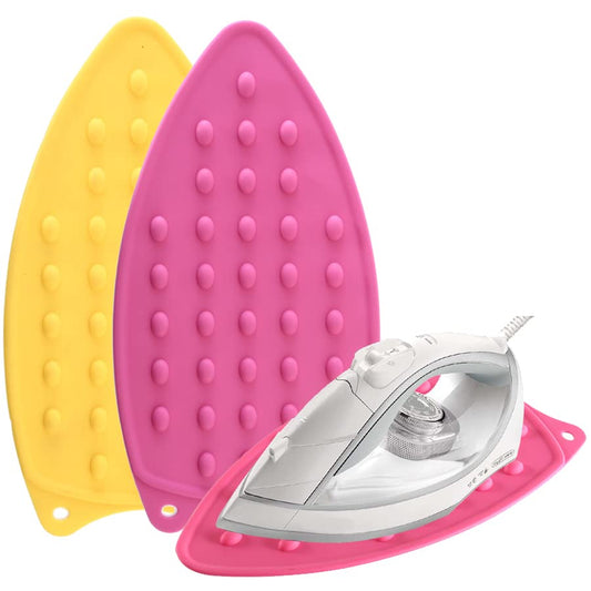 2Pack Silicone Iron Rest Pad, Thicker Series Hot Resistant Mat for Ironing Board, Easy to Use with Wall Hole and Multicolor for Home (Pink+Yellow) - color: Red+yellow
