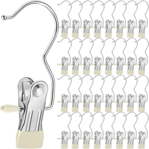 Yinder 150 Pcs Boot Hanger Clips Laundry Hooks Stainless Steel Hooks, Beige - color: Beige