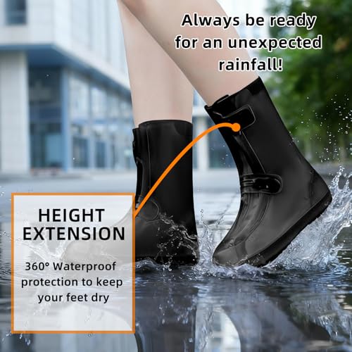 Waterproof Shoe Covers, Reusable Silicone Rain Shoe Covers, Black, L