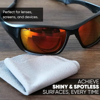 Premium Lens Glasses Cleaning Cloth by Microfiber Wholesale | Black | 6”x6” | 10pk | Soft Microfiber Suede | Travel Size Reusable | No Lint Scratch-Free Durable | Lenses Glasses Phones - color: Black