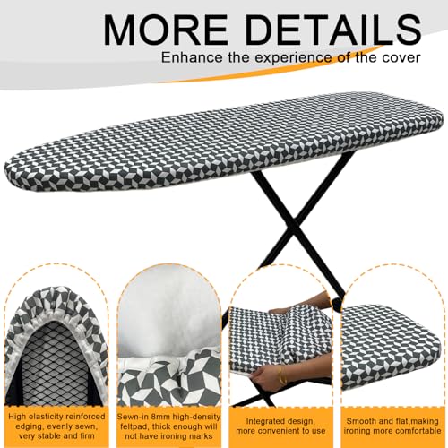 Ironing Board Cover and Pad,12x36In Sewn-in Thick Feltpads - color: 12x36in-white Diamond Grid