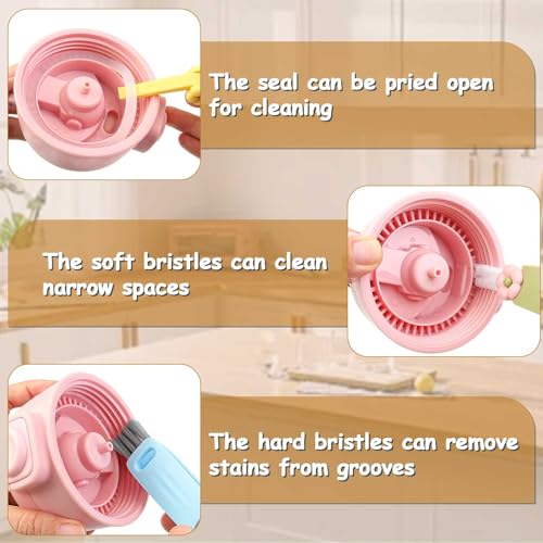 3 in 1 Cup Lid Cleaning Brush Set, Crevice Cleaning Brush and Straws Cleaning Brush, Multifunctional Portable Cup Lid Gaps Cleaning Brush, Tiny Cleaning Brush for Cleaning Water Bottle