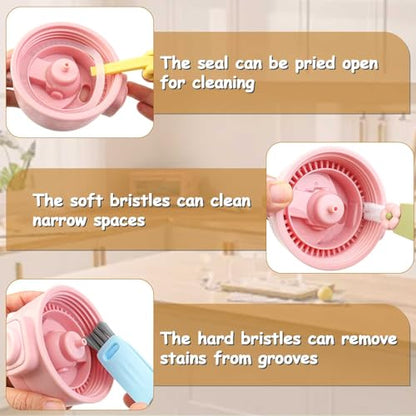 3 in 1 Cup Lid Cleaning Brush Set, Crevice Cleaning Brush and Straws Cleaning Brush, Multifunctional Portable Cup Lid Gaps Cleaning Brush, Tiny Cleaning Brush for Cleaning Water Bottle