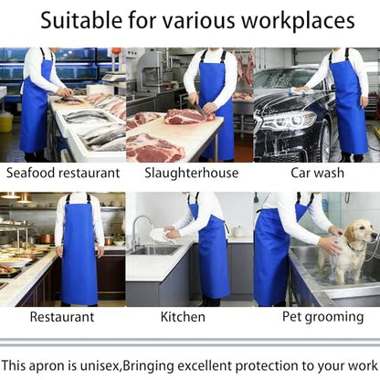 Heavy Duty Waterproof Apron,PVC, Adjustable Cross Strap,Chemical Resistant, for Butchering, Dishwashing, Food Factory - color: Royal Blue