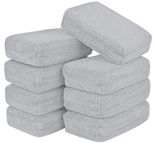 AIDEA Microfiber Applicator Pad-8 Pack, Car Wash Sponge, Grey - color: Gray, size: 8 PK