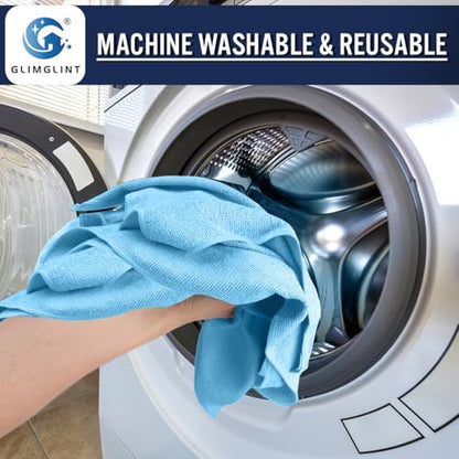 GLIMGLINT Microfiber Cleaning Cloth, 150 Pack Towels for Cars 14 X12 Inch - color: Blue