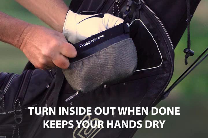 Club Scrub Golf Club and Golf Ball Cleaning Bag, Waterproof Clean Face Technology Liner, Detachable Clip, Machine Washable, Cleans Club Grooves, Dry Exterior (Neoprene or Microfiber Option Available) - color: Microfiber Pro, style: Microfiber Pro