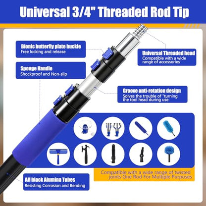 20FT Light Bulb Changer for High Ceilings Kit with Extension Pole Blue - color: Blue, size: 12 feet