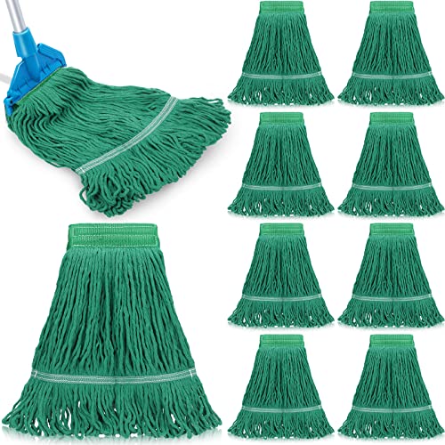 Nuogo 10 Pcs Commercial Mop Head Replacement Floor Cleaning Wet Heavy Duty Commercial Mop Refills General Cleaning(27.6 Inch,Green) - color: Green