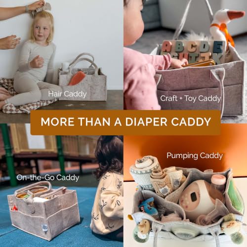 Parker Baby Co. Felt Diaper Caddy Organizer - Large, Charcoal - color: Charcoal (Heathered Charcoal), size: Large