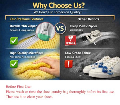 Shoe Washing Machine Bags with Hidden Zipper, 360° Clean Shoe Bag Sneaker - color: Yellow