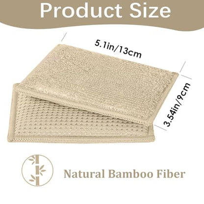 Bamboo Dish Sponge Natural Kitchen Scrub Sponges-Beige,12 Pack - color: 12 Pack