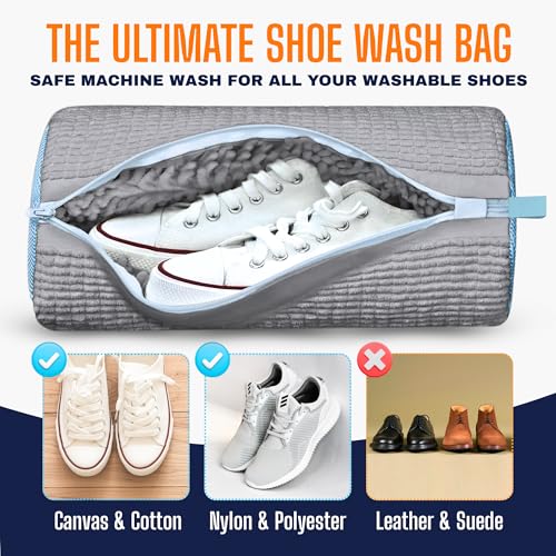 Shoe Washing Machine Bag, Laundry Shoe Bag for Washing Machine, Reusable Washing Bags for Washer and Dryer, 2 Pack Grey Shoe Washing Bag for Sneakers, Trainers & Tennis Shoes - color: Grey