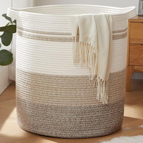 OIAHOMY 120L Laundry Baskets Hamper with Handles, Decorative Basket for Living room, Woven Storage Basket for Toys Bin,Pillows, Blankets, Clothes-20x22.5in-Gradient Yellow - color: Gradient Yellow, size: 20*20*22.5in