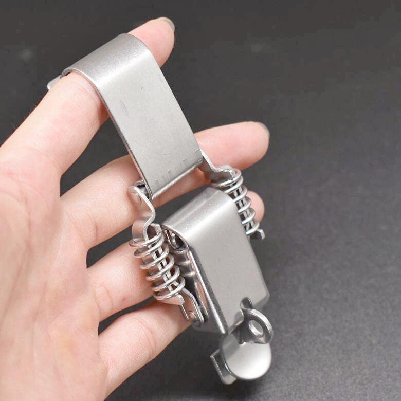 Stainless Steel 304 All in one Double Spring Locking Latch with Lock Hole ，hasps Chest Toggle Catch Clasp Furniture Hardware Accessories w/Screws (S) - size: Small