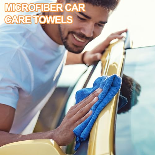 Nuenen Car Microfiber Clean Cloths, Yellow,Blue, 16 x 16 Inch, 60 Pcs - color: Yellow,blue, size: 16 x 16 inches