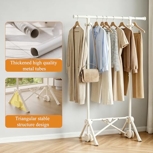 Small Clothes Rack, Foldable Clothing Rack with 3 Adjustable Height