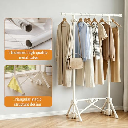 Small Clothes Rack, Foldable Clothing Rack with 3 Adjustable Height