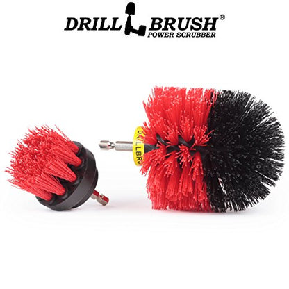 2 Piece Red Stiff Brush Cleaning Set - Gutter Cleaning Outdoor Brush Set - color: Red