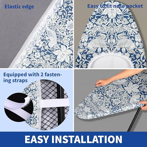 Ironing Board Covers and Pad 54x15 Scorch and Stain Resistant Ironing Pad - color: Blue Flowers