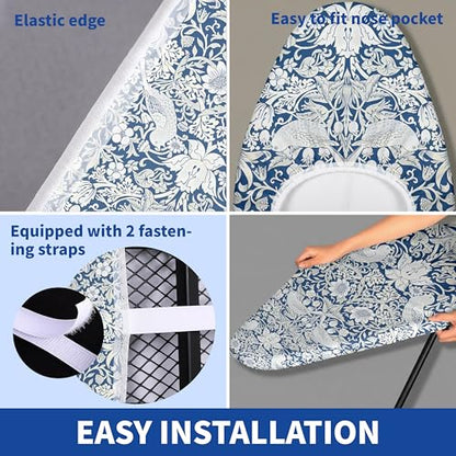 Ironing Board Covers and Pad 54x15 Scorch and Stain Resistant Ironing Pad - color: Blue Flowers