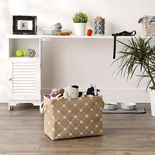 Bone Dry Pet Storage Paw and Bone, Trellis Collection, Medium Rectangle, 16x10x12, Taupe - color: Taupe, size: Medium Rectangle, 16x10x12"