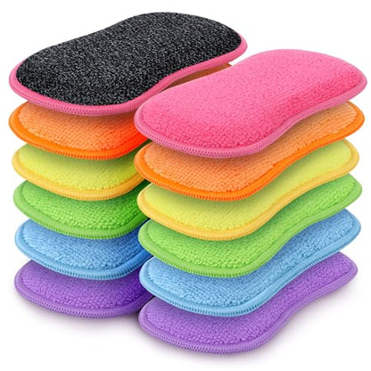 HOMEXCEL Dish Sponge 12 Pack, Microfiber Kitchen Sponges for Cleaning - color: Multicolor