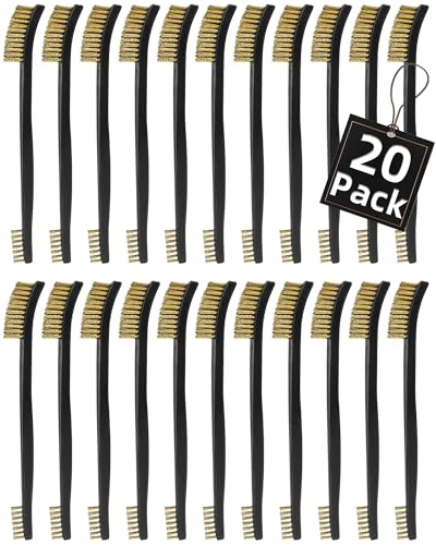 20 Pack Miaozhun Double-Ended Gun Cleaning Brush, 7 Inch Brass Bristle Brushes, Gun Cleaning Supplies Kit, All Purpose Crevice and Detail Cleaning Brush - color: Brass Brush