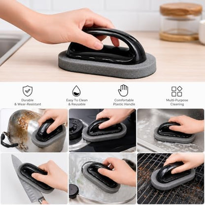 Magic Diamond Sponge Scrubber, Handle Cleaning Sponge, Brown - color: Brown