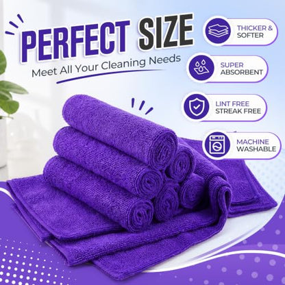 Nuenen Car Microfiber Clean Cloths, Purple, 12 x 12 Inch, 60 Pcs - color: Purple, size: 12 x 12 inches