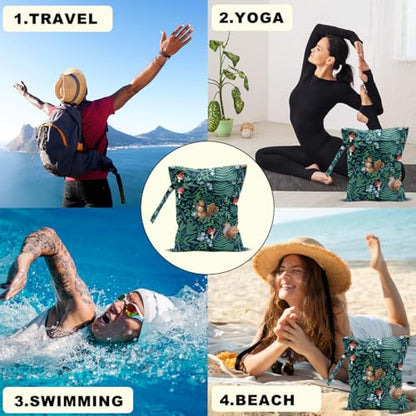 2Pcs Forest Animal Wet Bag, Squirrel Fox Wolf Waterproof Travel Laundry Bag - color: Animal 1422