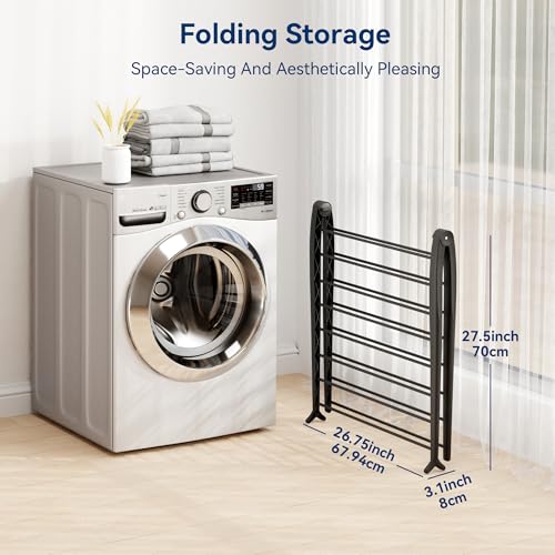 Whitmor Spacemaker Folding Drying Rack, Indoor Clothes Organizer with Patent-Pending Design, Space Saving, 6" L x 26" W x 51.5" H, Black Deluxe - color: Dark