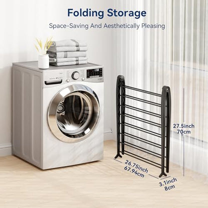 Whitmor Spacemaker Folding Drying Rack, Indoor Clothes Organizer with Patent-Pending Design, Space Saving, 6" L x 26" W x 51.5" H, Black Deluxe - color: Dark