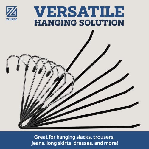Zober Pants Hangers Non Slip - Open Ended Pants and Jean Hangers for Closet - Space Saving Clothes Hanger - Strong, Durable, Metal Pant Hangers (Black 2O Pack) (Pack of 2) - size: 2O Pack (Pack of 2)