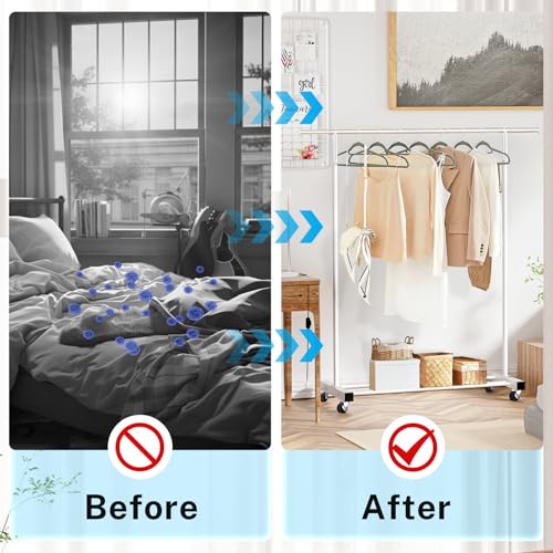 VICERII Clothing Rack, 55.51 Inch Heavy Duty Clothes Rack Rolling Garment Rack with Wheels and Bottom Shelf, 130LB Capacity Clothes Racks for Hanging Clothes, Coats, Shirts, Sweaters, Skirts, White - color: White, size: Single