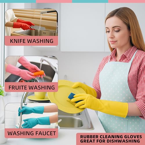 Xgunion Rubber Cleaning Gloves 5 Pairs Non-Slip Reusable (M) - size: Medium