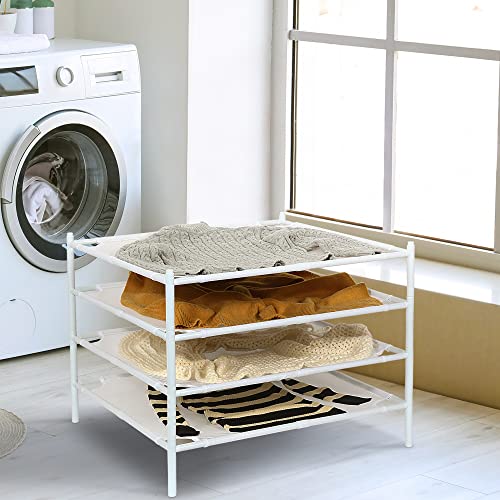 STO STO Sweater Drying Rack, 4-Pack Stackable Mesh Clothes Drying Rack, Laundry Drying Rack for Sweaters, Socks, Toys, White - style: 4 Pack