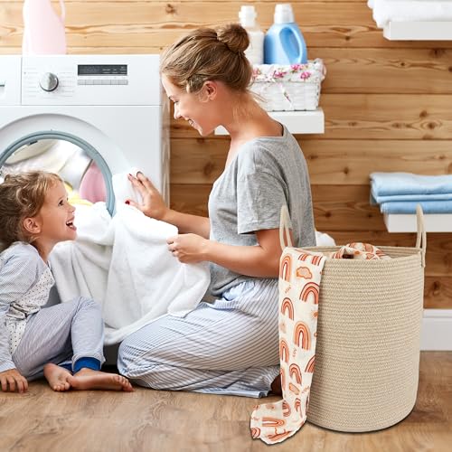 XUANGUO Cotton Rope Laundry Basket Hamper for Clothes, oatmeal - color: oatmeal, size: Regular