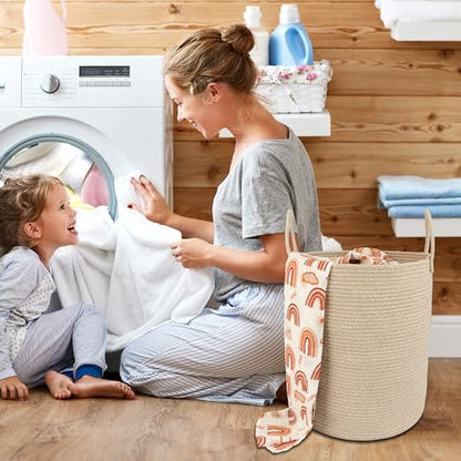 XUANGUO Cotton Rope Laundry Basket Hamper for Clothes, oatmeal - color: oatmeal, size: Regular