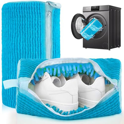 Shoe Washing Machine Bag: 2 Pack Reusable Shoes Cleaning Bags, Blue - color: Blue