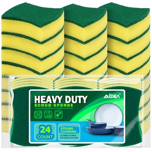 AIDEA Sponges Kitchen, 24 PK Heavy Duty Dish Sponges Kitchen, Scrub Sponges - size: 24 Count, style: Yellow-Butterfly Shape