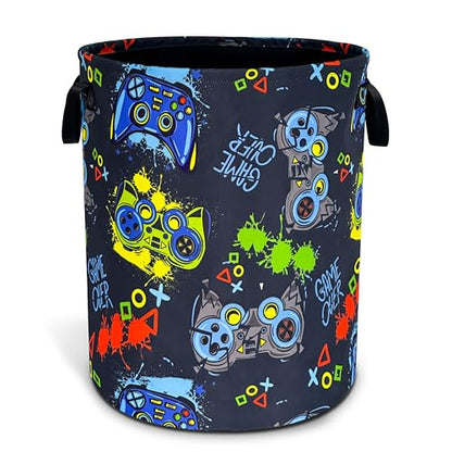 Game Controller Laundry Basket Foldable Waterproof Hamper 18.9 x 16.5 Inch - color: Game Controller