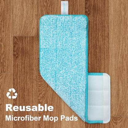 JOYMOOP Flat Mop Head, 13 Inch Microfiber Replacement, Grey & Cyan Blue, 1 Pack - color: Grey & Cyan Blue